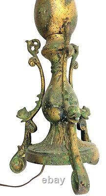 Vintage Laiton Bronze avec patine 35 art nouveau plancher lampe de table Poissons sur base