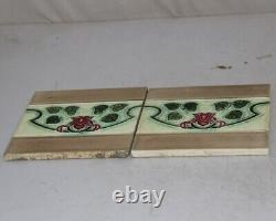 Vintage Majolique Décoratifs Rose Fleur Art Nouveau Architecture Tuiles Japon 33