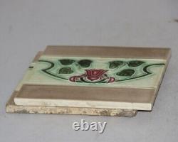 Vintage Majolique Décoratifs Rose Fleur Art Nouveau Architecture Tuiles Japon 33