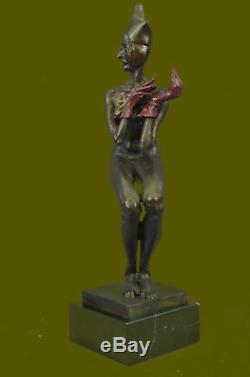 Vintage Numérotée Art Déco Bouffon Lady Statue Fabriqué par Lost Cire Méthode