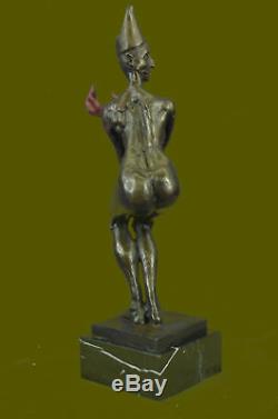 Vintage Numérotée Art Déco Bouffon Lady Statue Fabriqué par Lost Cire Méthode