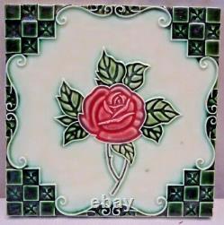 Vintage Porcelaine Carreau Rose Géométrique Design Dk Japon Art Nouveau
