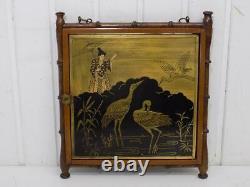 Vintage Rare Art Nouveau Miroir mural Japon bois peinture Asiatika 20. Jhd