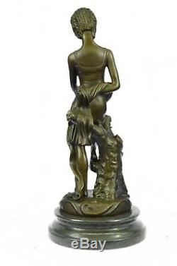 Vintage Semi Nu Érotique Romain Fille Bronze Sculpture Art Nouveau Déco Figurine