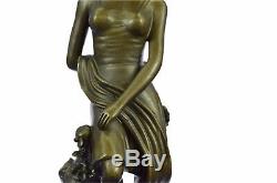 Vintage Semi Nu Érotique Romain Fille Bronze Sculpture Art Nouveau Déco Figurine