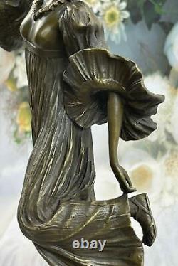 Vintage Signé 100% Bronze Art Nouveau Déco Femelle Chair Figuratif Statue 16