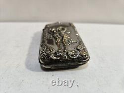 Vintage Silverplate Art Nouveau Dancing Chair Femme Match Étui Sûr Vesta Nymphe