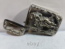 Vintage Silverplate Art Nouveau Dancing Chair Femme Match Étui Sûr Vesta Nymphe