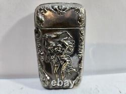 Vintage Silverplate Art Nouveau Dancing Chair Femme Match Étui Sûr Vesta Nymphe