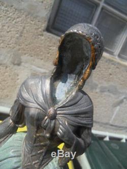Vintage Statue art nouveau Chryselephantine Elegante levrier barzoi by Miandres