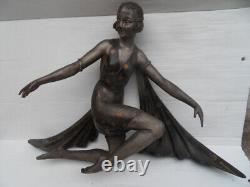 Vintage Statue art nouveau Femme élégante 1900 signé RRRR (G. Arisse)