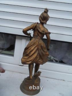 Vintage Statue de pendule deco LA CIGALE Femme signé GUILLEMIN art nouveau