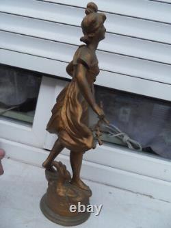 Vintage Statue de pendule deco LA CIGALE Femme signé GUILLEMIN art nouveau