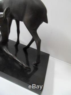 Vintage Statue french art nouveau Gazelle Antilope signé by Geo Maxim antelope