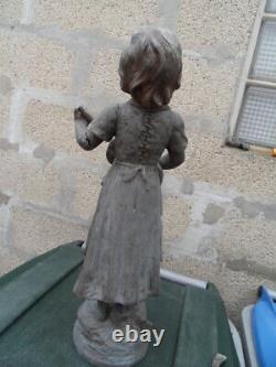 Vintage Statue regule Femme a la guitare signé Moreau et De Ranieri art nouveau