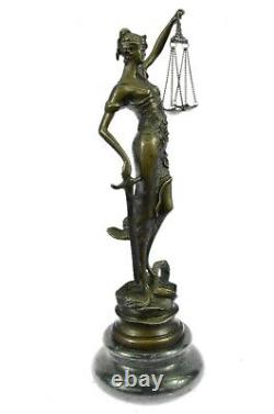 Vintage Store Lady Justice Bronze Statue Fonte Sculpture Art Déco Figurine