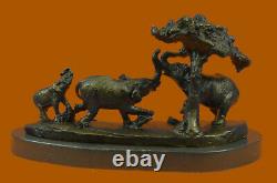 Vintage Style 100% Véritable Bronze Sculptural Éléphants Figurine Statue Art