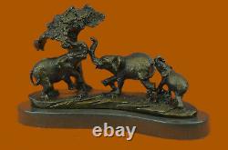 Vintage Style 100% Véritable Bronze Sculptural Éléphants Figurine Statue Art