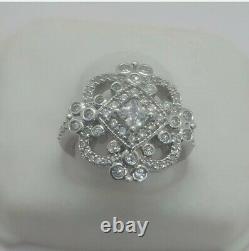 Vintage Style Art Déco 1.50Ct Diamant 14k or Blanc Sur 925 Bague Argent