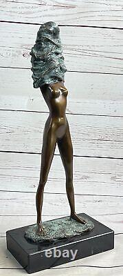 Vintage Style Art Nouveau Bronze & Marbre Victorien Femme Érotique Semi Nu