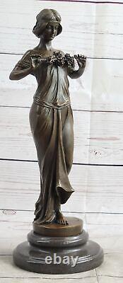 Vintage Style Art Nouveau Bronze Signée Pittaluga Nymphe Déesse Statue Sculpture