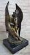 Vintage Style Art Nouveau Euro Bronze Diable Satan Démon Satyre Figurine Solde