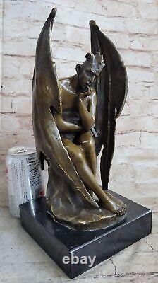 Vintage Style Art Nouveau Euro Bronze Diable Satan Démon Satyre Figurine Solde