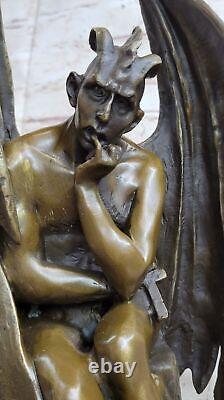 Vintage Style Art Nouveau Euro Bronze Diable Satan Démon Satyre Figurine Solde