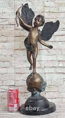 Vintage Style Art Nouveau Figuratif Bronze Chérubin Cupidon Statue 24