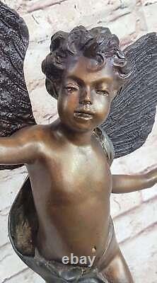 Vintage Style Art Nouveau Figuratif Bronze Chérubin Cupidon Statue 24