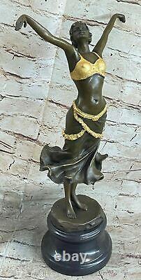 Vintage Style Or Patine Ventre Danseuse Bronze Sculpture / Statue Art Nouveau