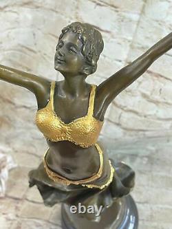 Vintage Style Or Patine Ventre Danseuse Bronze Sculpture / Statue Art Nouveau