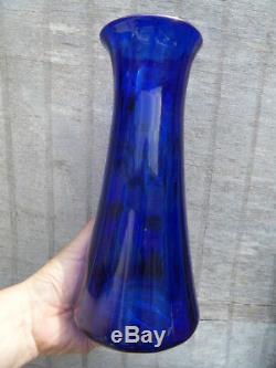 Vintage Vase émaillé Libellule Narcisse bleu cobalt glass art nouveau Legras