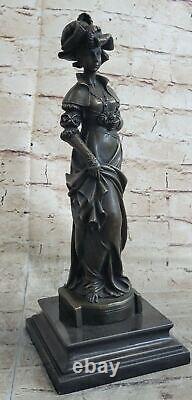 Vintage Victorien Art Nouveau Artiste Signé Bronze Patine Spelter Fonte Cadeau