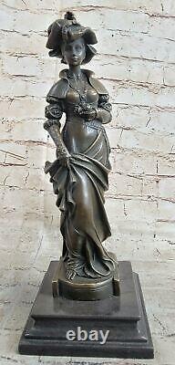 Vintage Victorien Art Nouveau Artiste Signé Bronze Patine Spelter Fonte Cadeau