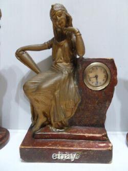 Vintage art nouveau clock uhr pendule horloge cheminée vase L'Egyptienne Bercé