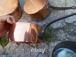 Vintage lot ancienne casserole poelon cuivre french copper pan