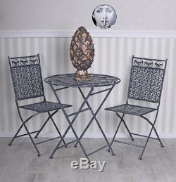 Vintage salons de jardin table & deux chaises antique style ensemble de meubles