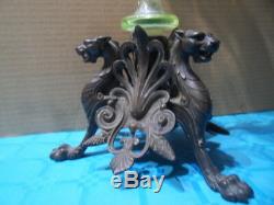 Vintage vase cornet ouraline centre de table griffon bronze NAPOLEON art nouveau