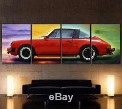 XXL Pop Art Rouge Porsche 911 Image de Toile Vintage Targa Classique Nostalgie
